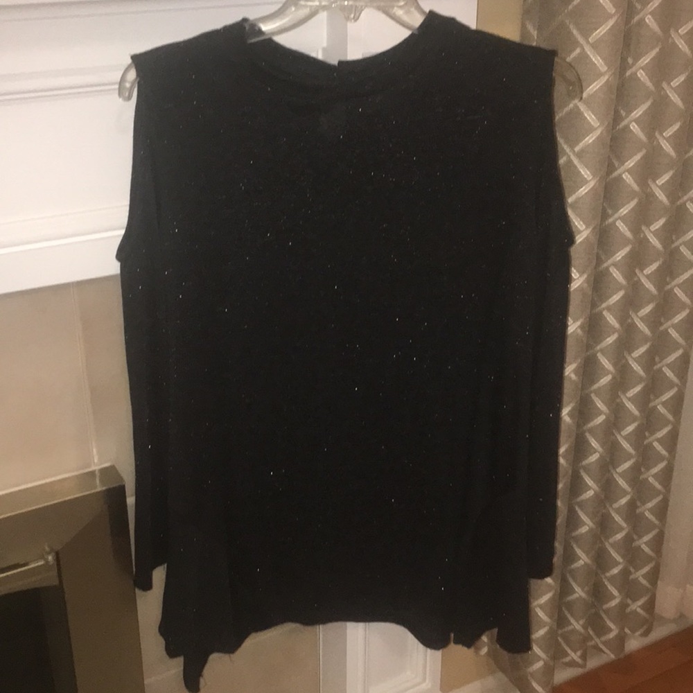 High neck cold shoulder top